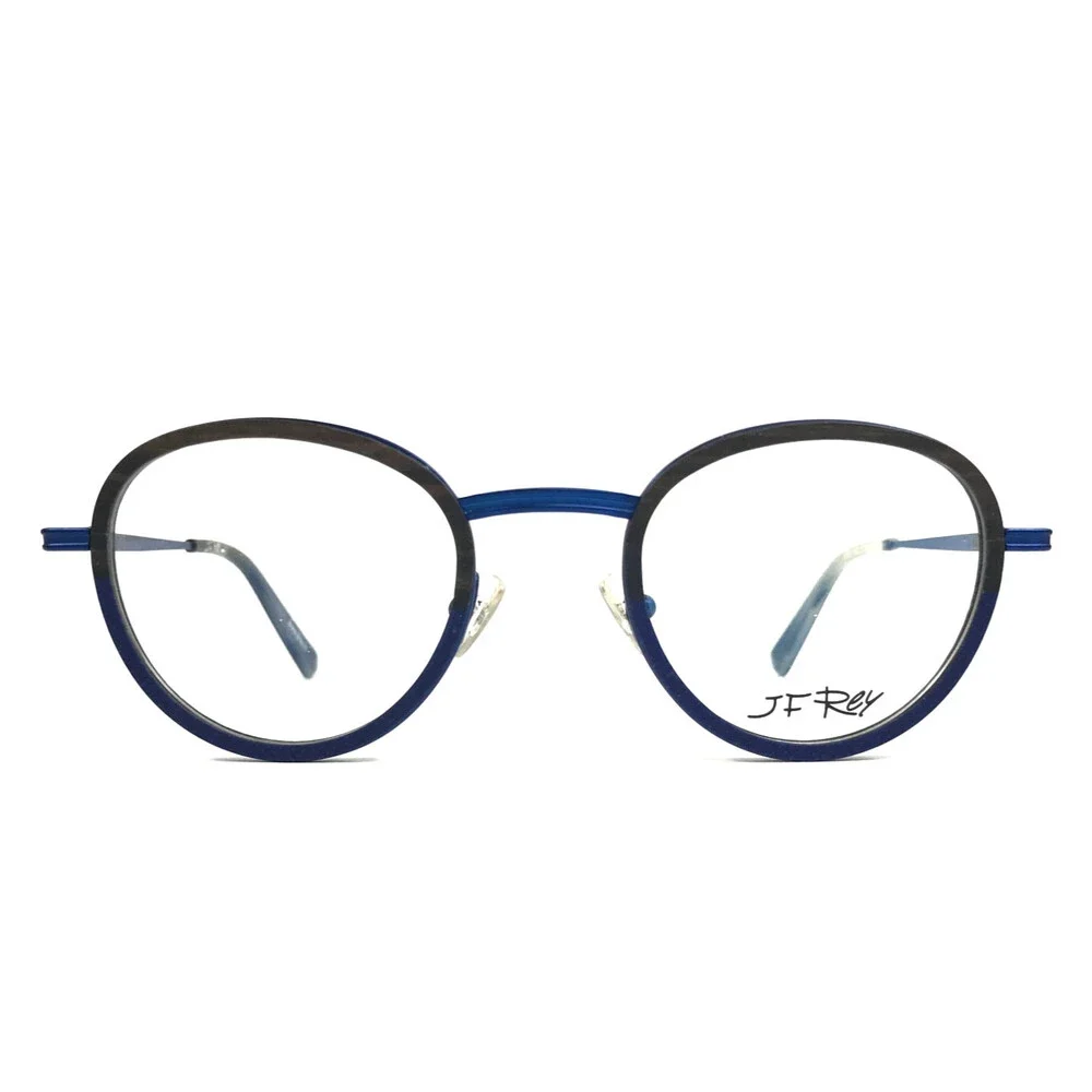 J.F. Rey Eyeglasses Frames JF2860 9522 Black Blue Round Full Rim 47-22-145